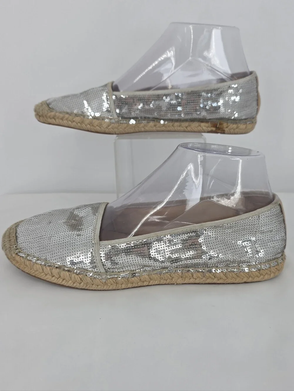 Franco Sarto Artist's Collection Womens 7M Silver Sequin Espadrille Flats